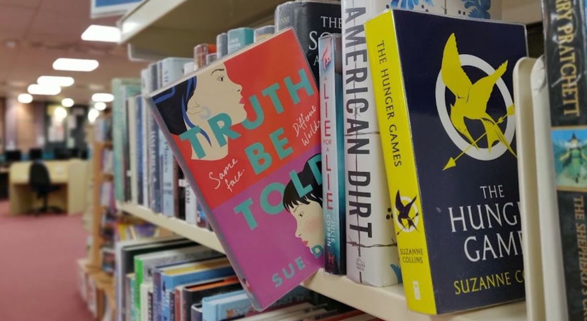 Picture of books in the Bangor Library